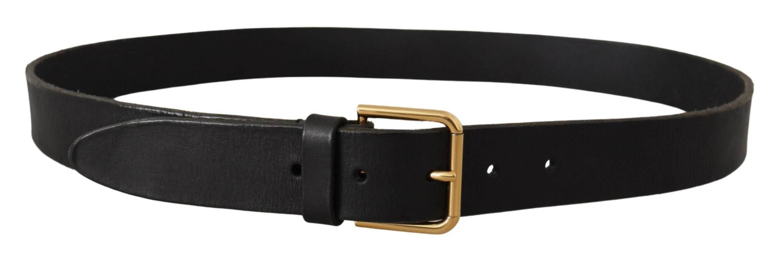 Dolce & Gabbana Brown Gold Metal Logo Buckle Calf Leather Belt - Hilstor