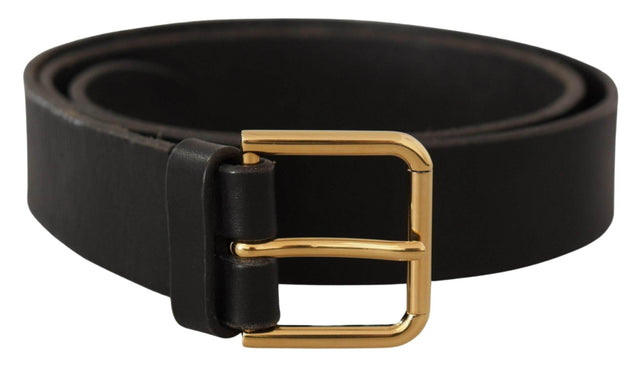 Dolce & Gabbana Brown Gold Metal Logo Buckle Calf Leather Belt - Hilstor