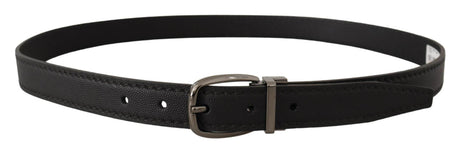 Dolce & Gabbana Black Leather Metal Logo Buckle Belt - Hilstor