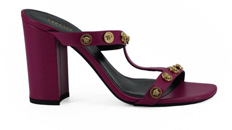Versace Elegant Purple Calf Leather High Sandals - Hilstor