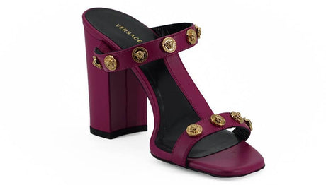 Versace Elegant Purple Calf Leather High Sandals - Hilstor