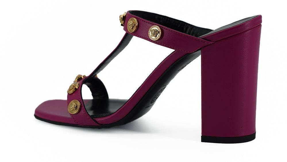 Versace Elegant Purple Calf Leather High Sandals - Hilstor