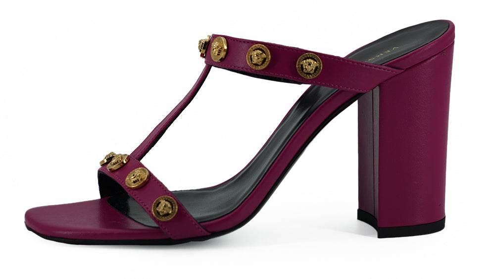 Versace Elegant Purple Calf Leather High Sandals - Hilstor
