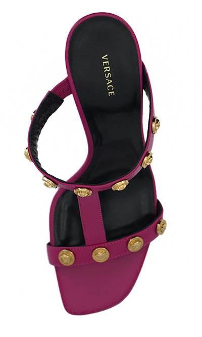 Versace Elegant Purple Calf Leather High Sandals - Hilstor