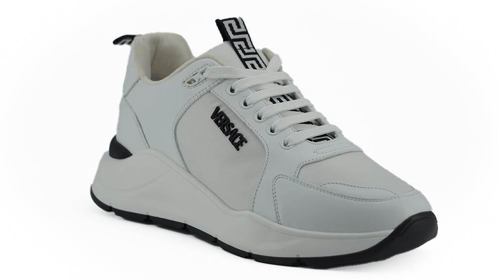 Versace Sleek White Calf Leather Sneakers - Hilstor