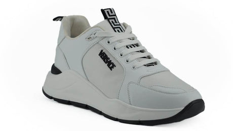 Versace Sleek White Calf Leather Sneakers - Hilstor