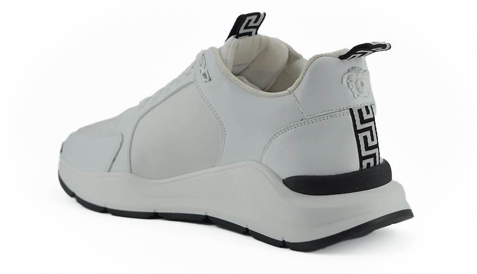 Versace Sleek White Calf Leather Sneakers - Hilstor