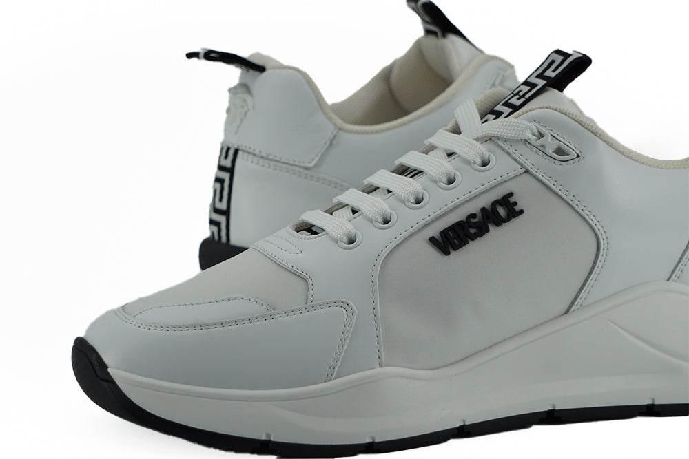 Versace Sleek White Calf Leather Sneakers - Hilstor