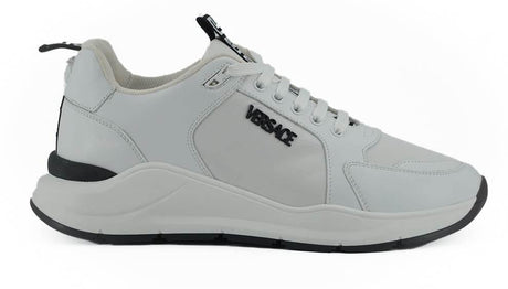Versace Sleek White Calf Leather Sneakers - Hilstor