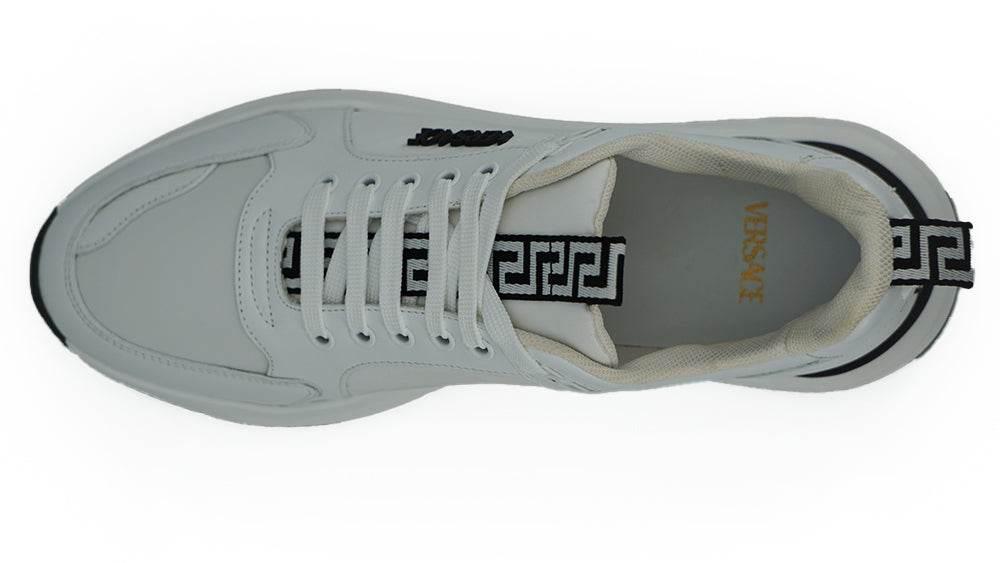 Versace Sleek White Calf Leather Sneakers - Hilstor