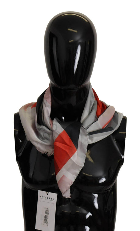 Costume National Elegant Silk Scarf in Gray Red Checkered - Hilstor