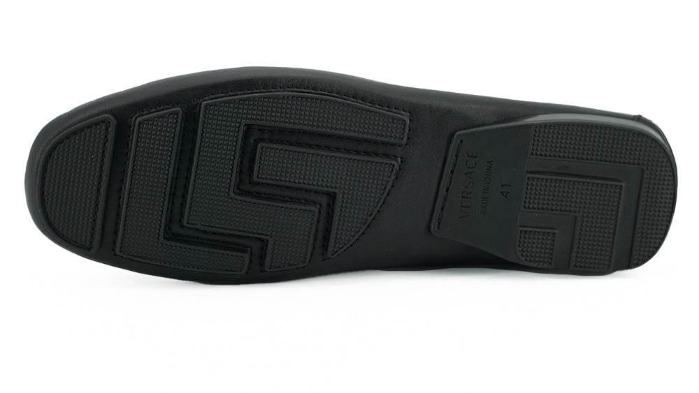 Versace Elegant Black Calf Leather Men's Loafers - Hilstor