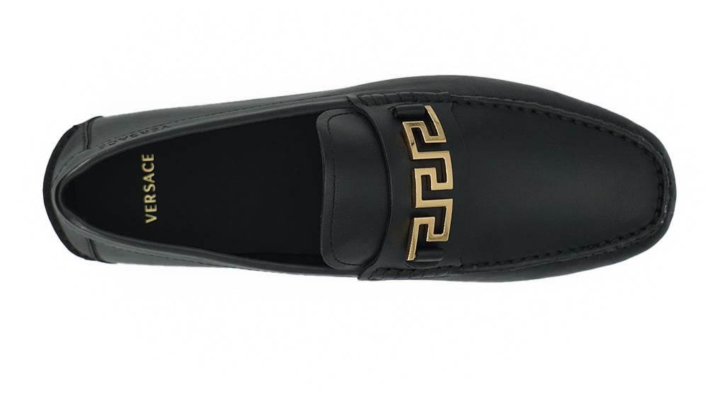 Versace Elegant Black Calf Leather Men's Loafers - Hilstor