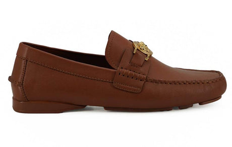 Versace Elegant Medusa-Embossed Leather Loafers - Hilstor