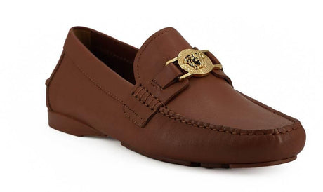 Versace Elegant Medusa-Embossed Leather Loafers - Hilstor