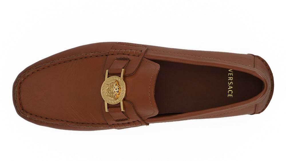 Versace Elegant Medusa-Embossed Leather Loafers - Hilstor