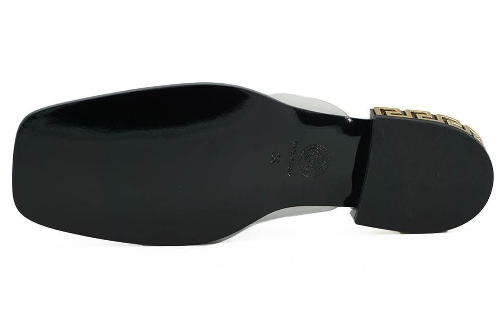 Versace Elegant White Leather Flat Slides - Hilstor