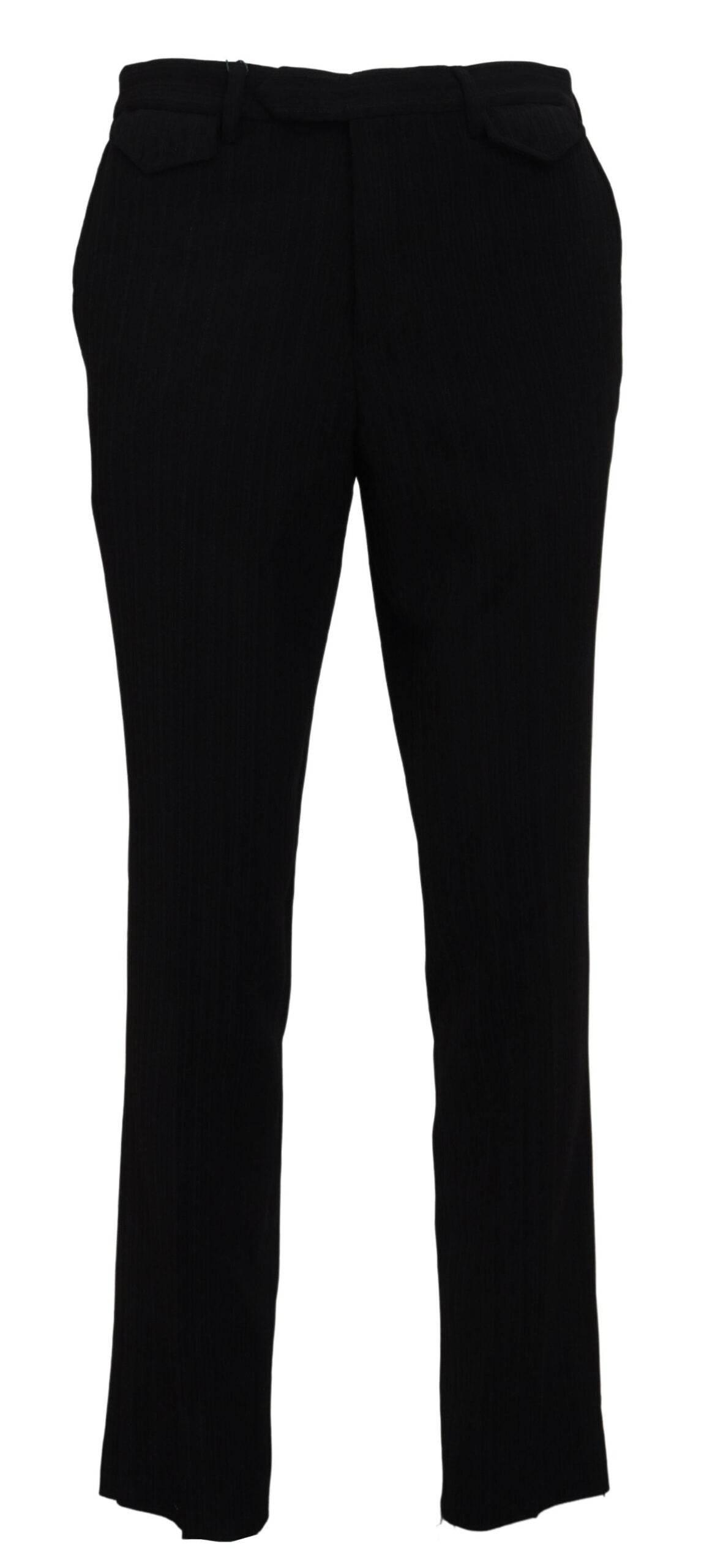 BENCIVENGA Black Cotton Straight Fit Men Formal Pants - Hilstor