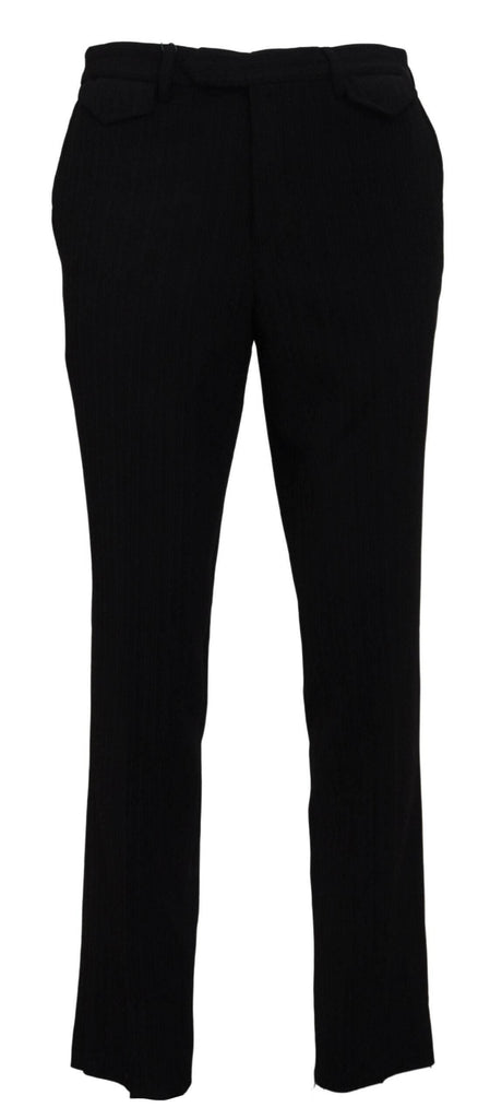 BENCIVENGA Black Cotton Straight Fit Men Formal Pants - Hilstor