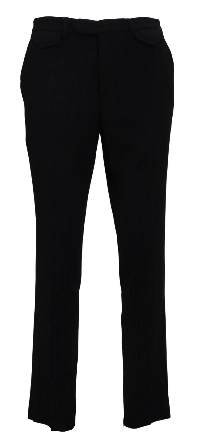 BENCIVENGA Black Cotton Straight Fit Men Formal Pants - Hilstor