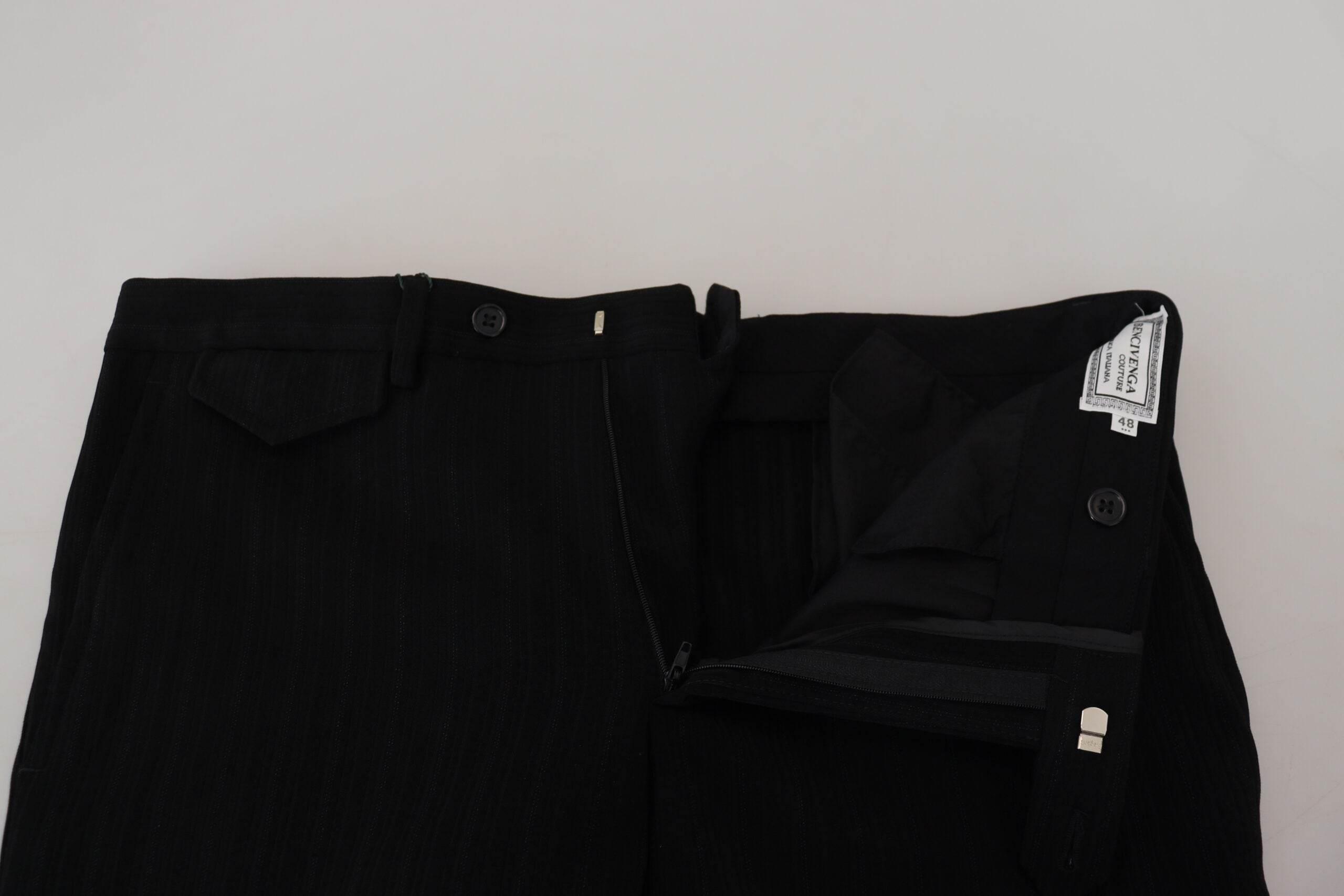 BENCIVENGA Black Cotton Straight Fit Men Formal Pants - Hilstor