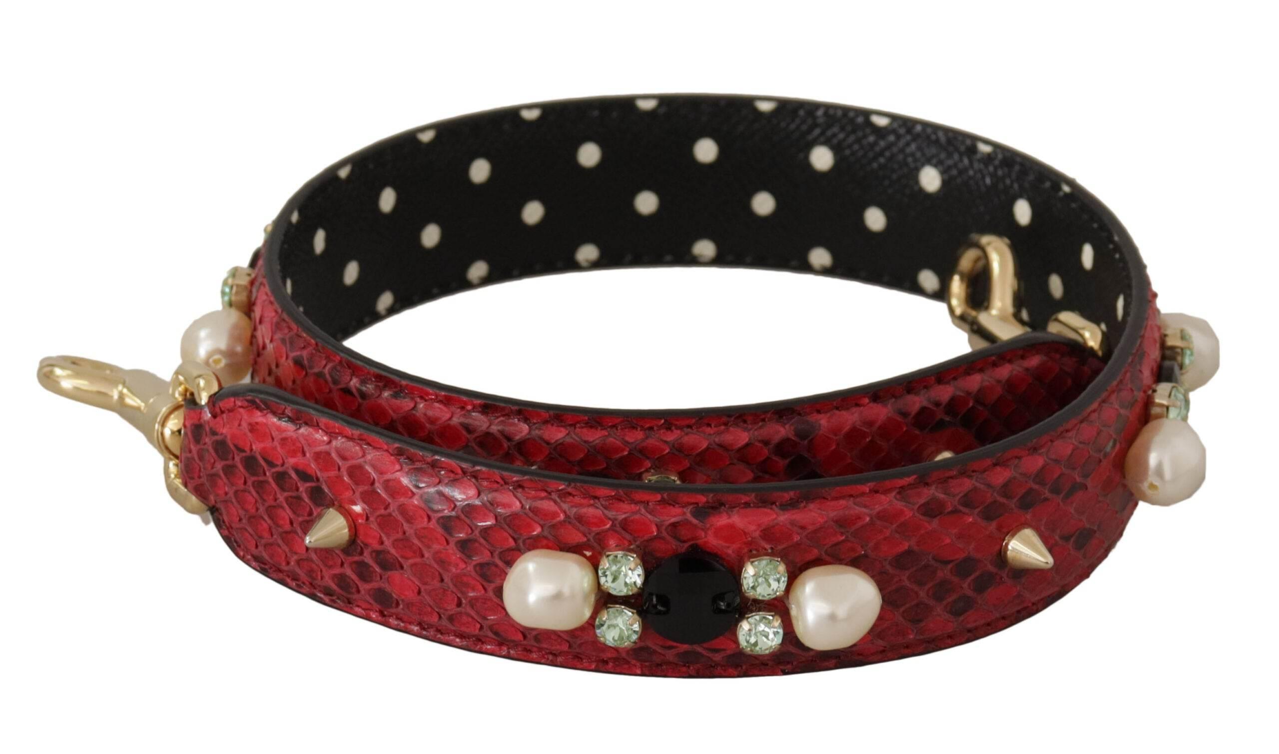 Dolce & Gabbana Elegant Red Python Leather Shoulder Strap - Hilstor