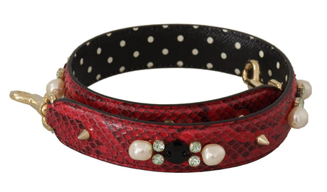 Dolce & Gabbana Elegant Red Python Leather Shoulder Strap - Hilstor