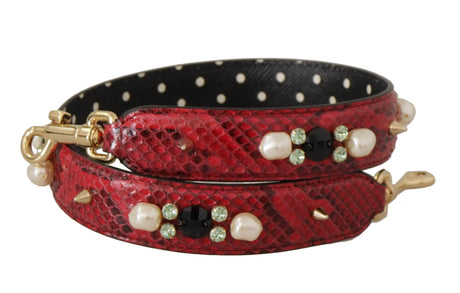 Dolce & Gabbana Elegant Red Python Leather Shoulder Strap - Hilstor