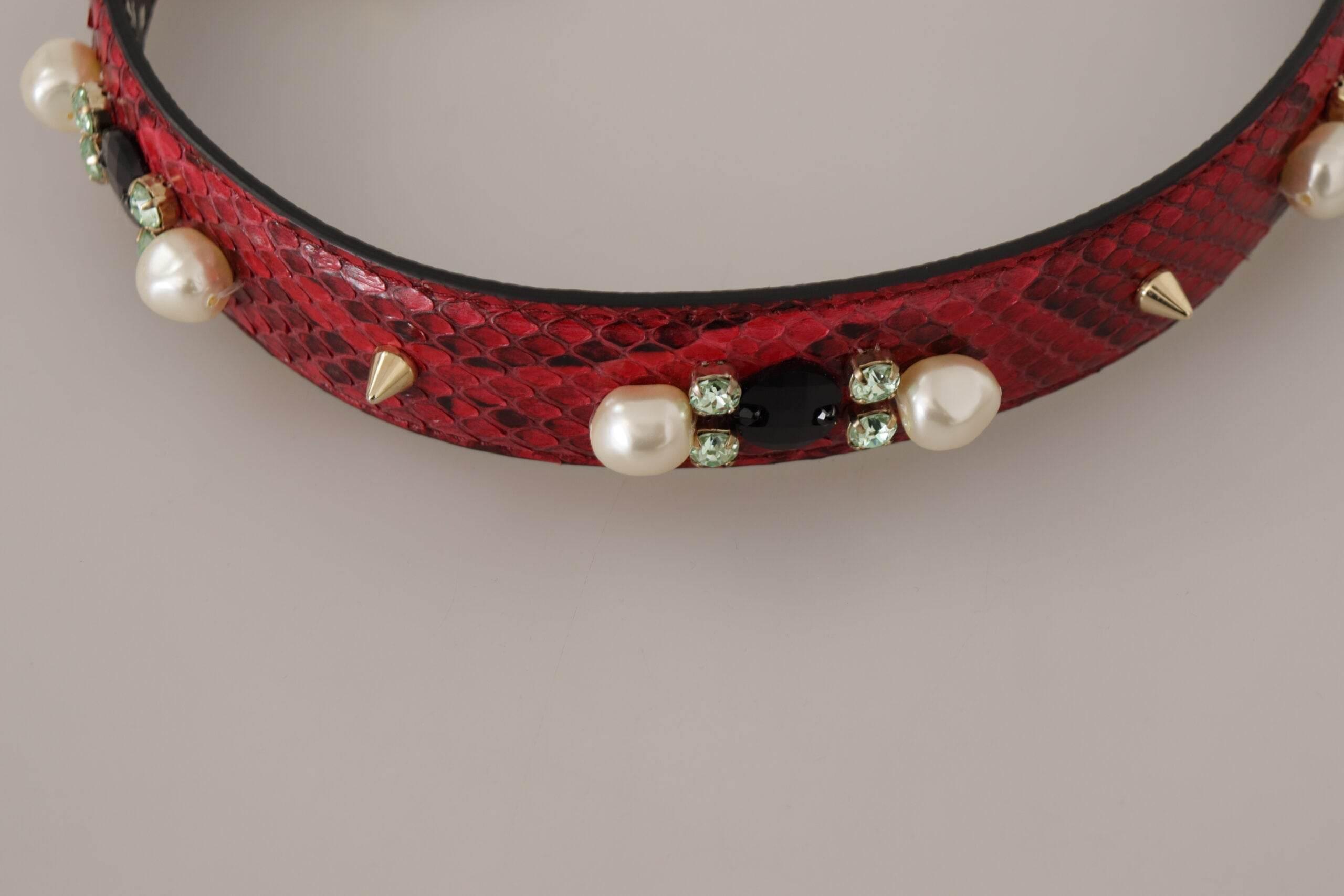 Dolce & Gabbana Elegant Red Python Leather Shoulder Strap - Hilstor