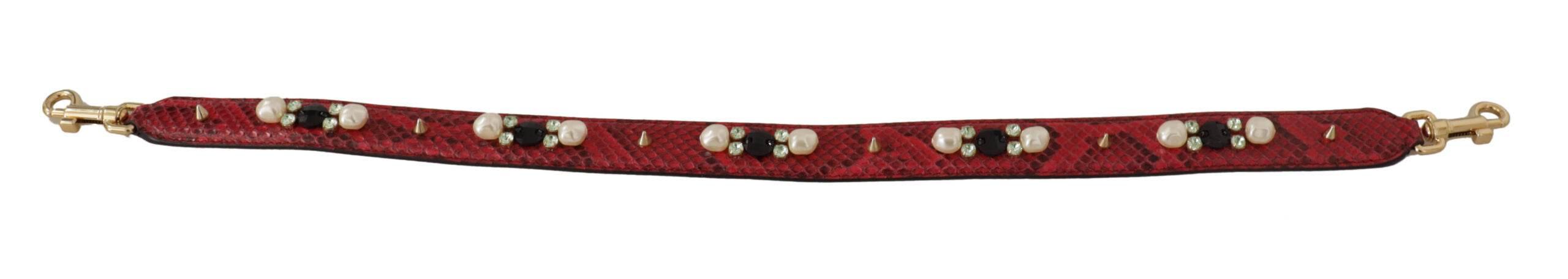 Dolce & Gabbana Elegant Red Python Leather Shoulder Strap - Hilstor