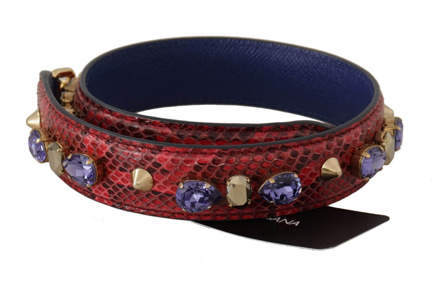 Dolce & Gabbana Elegant Red Python Leather Handbag Strap - Hilstor