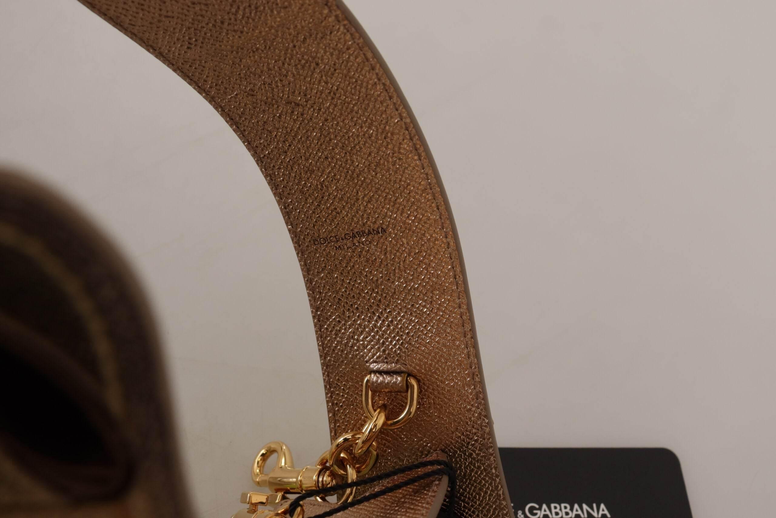 Dolce & Gabbana Gold Leather LOVE Patch Bag Shoulder Strap - Hilstor