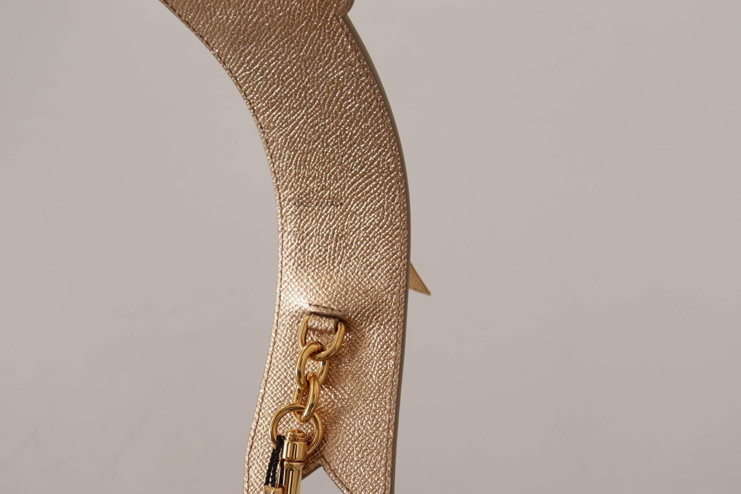 Dolce & Gabbana Gold Leather LOVE Patch Bag Shoulder Strap - Hilstor