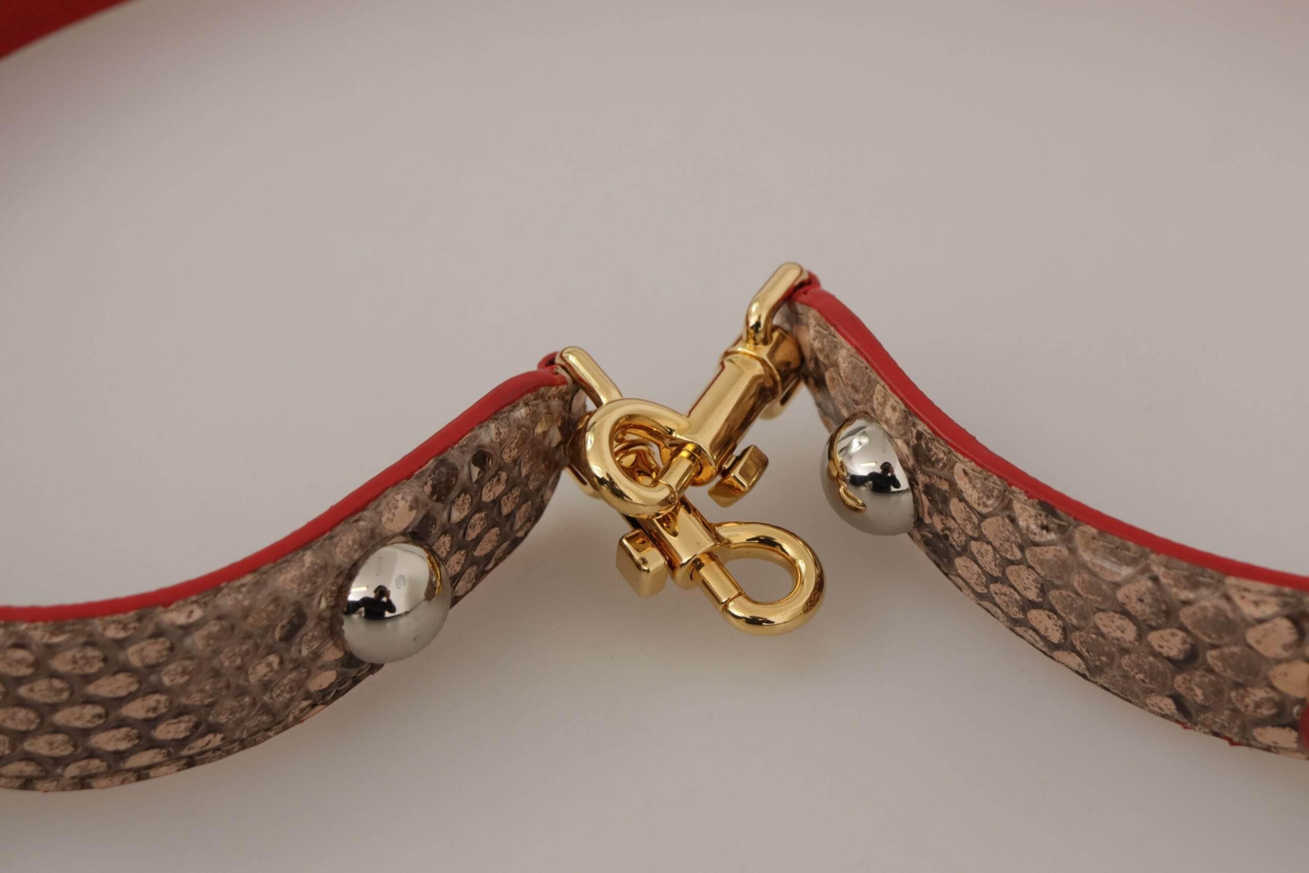 Dolce & Gabbana Brown Python Leather Crystals Shoulder Strap - Hilstor