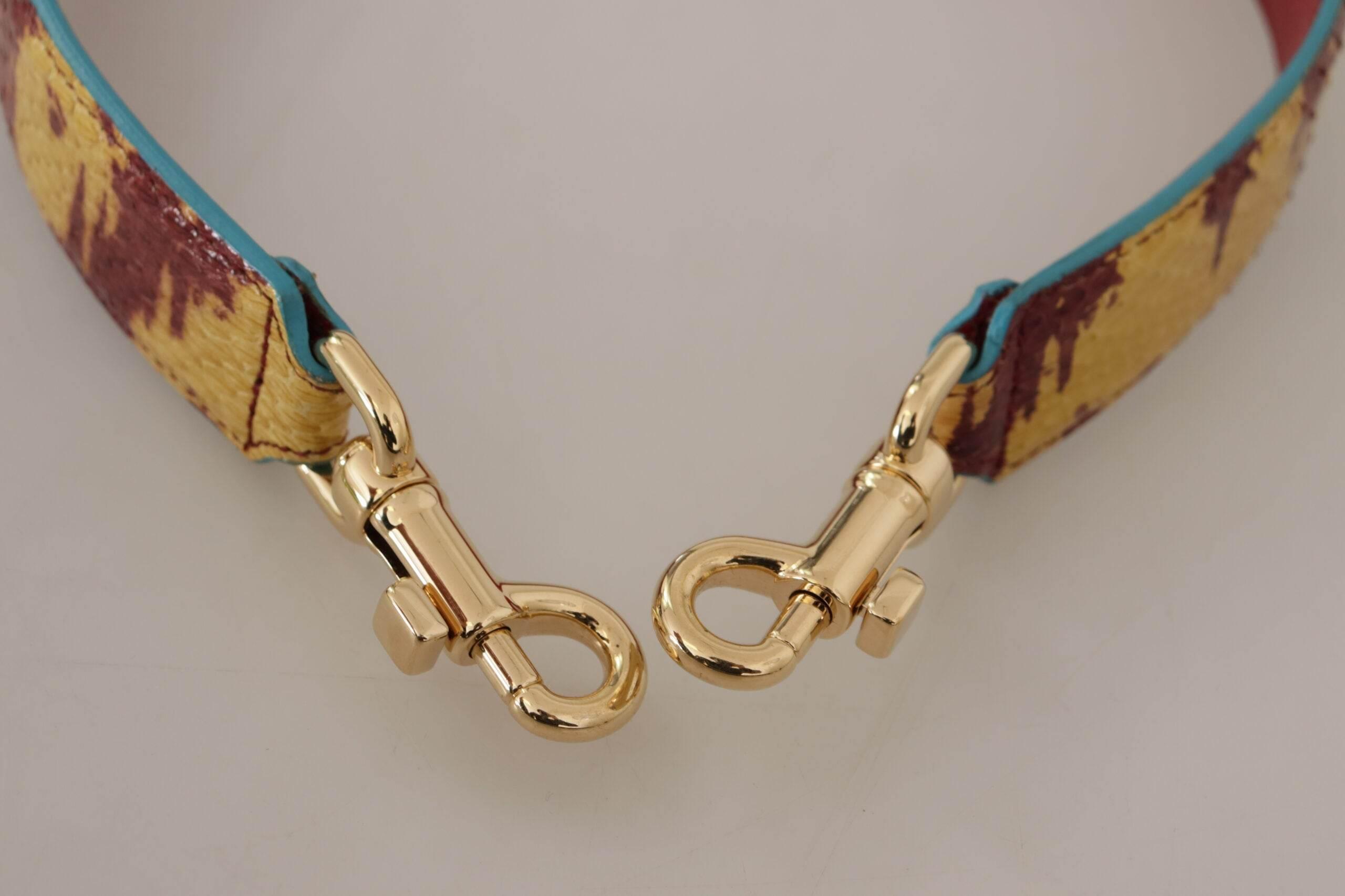 Dolce & Gabbana Yellow Red Leather Gold Tone Shoulder Strap - Hilstor