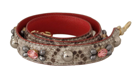Dolce & Gabbana Opulent Python Leather Bag Strap in Beige - Hilstor