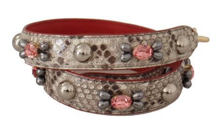 Dolce & Gabbana Opulent Python Leather Bag Strap in Beige - Hilstor