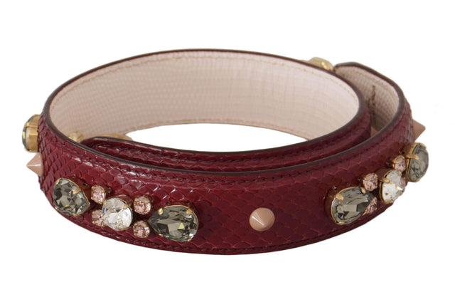 Dolce & Gabbana Bordeaux Leather Crystals Bag Shoulder Strap - Hilstor