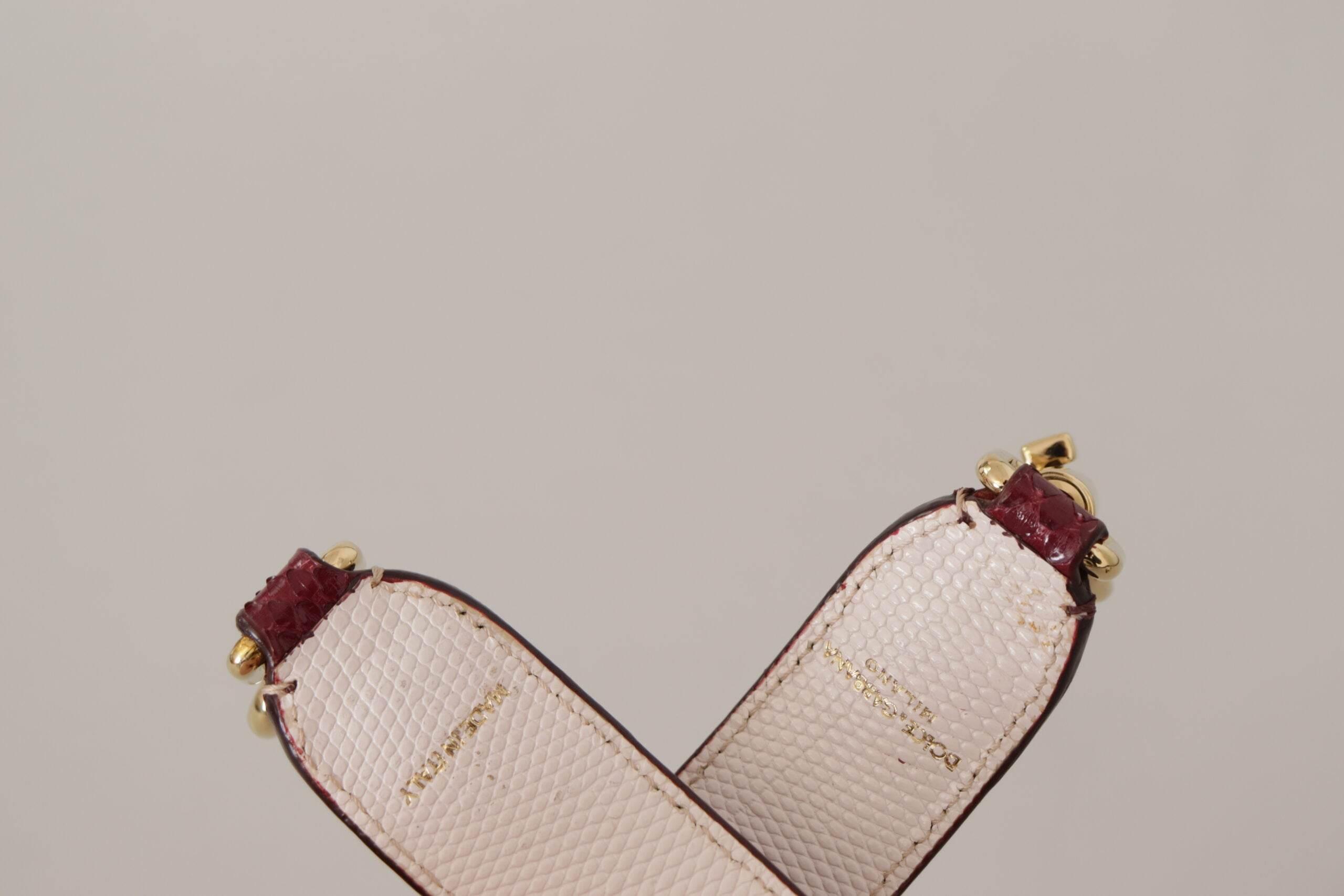 Dolce & Gabbana Bordeaux Leather Crystals Bag Shoulder Strap - Hilstor