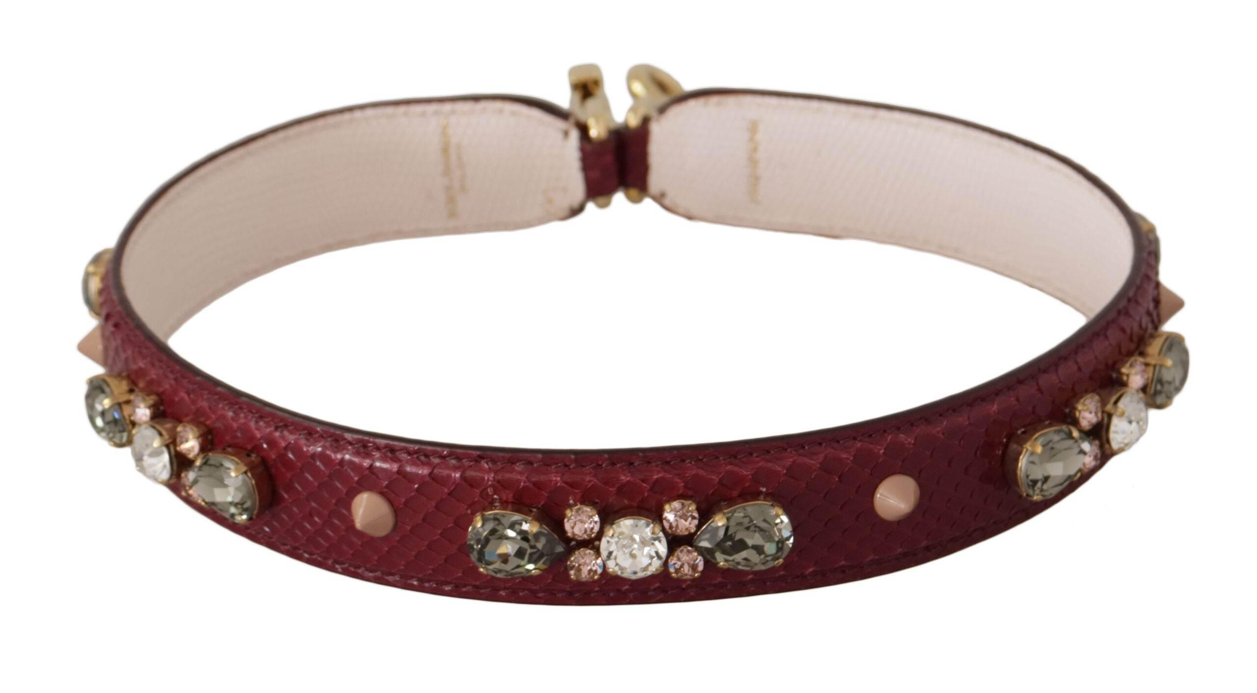 Dolce & Gabbana Bordeaux Leather Crystals Bag Shoulder Strap - Hilstor