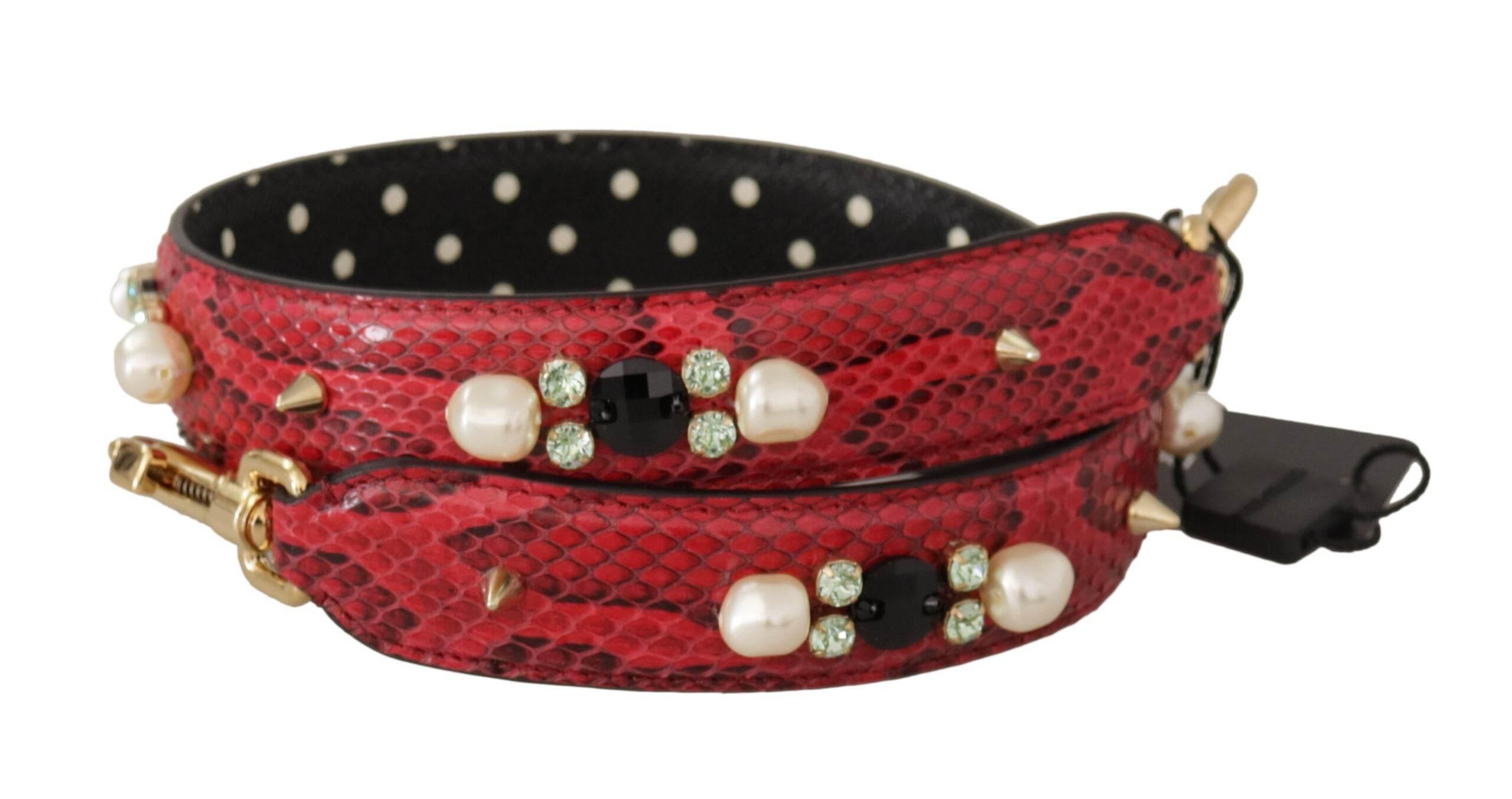 Dolce & Gabbana Elegant Red Python Leather Shoulder Strap - Hilstor