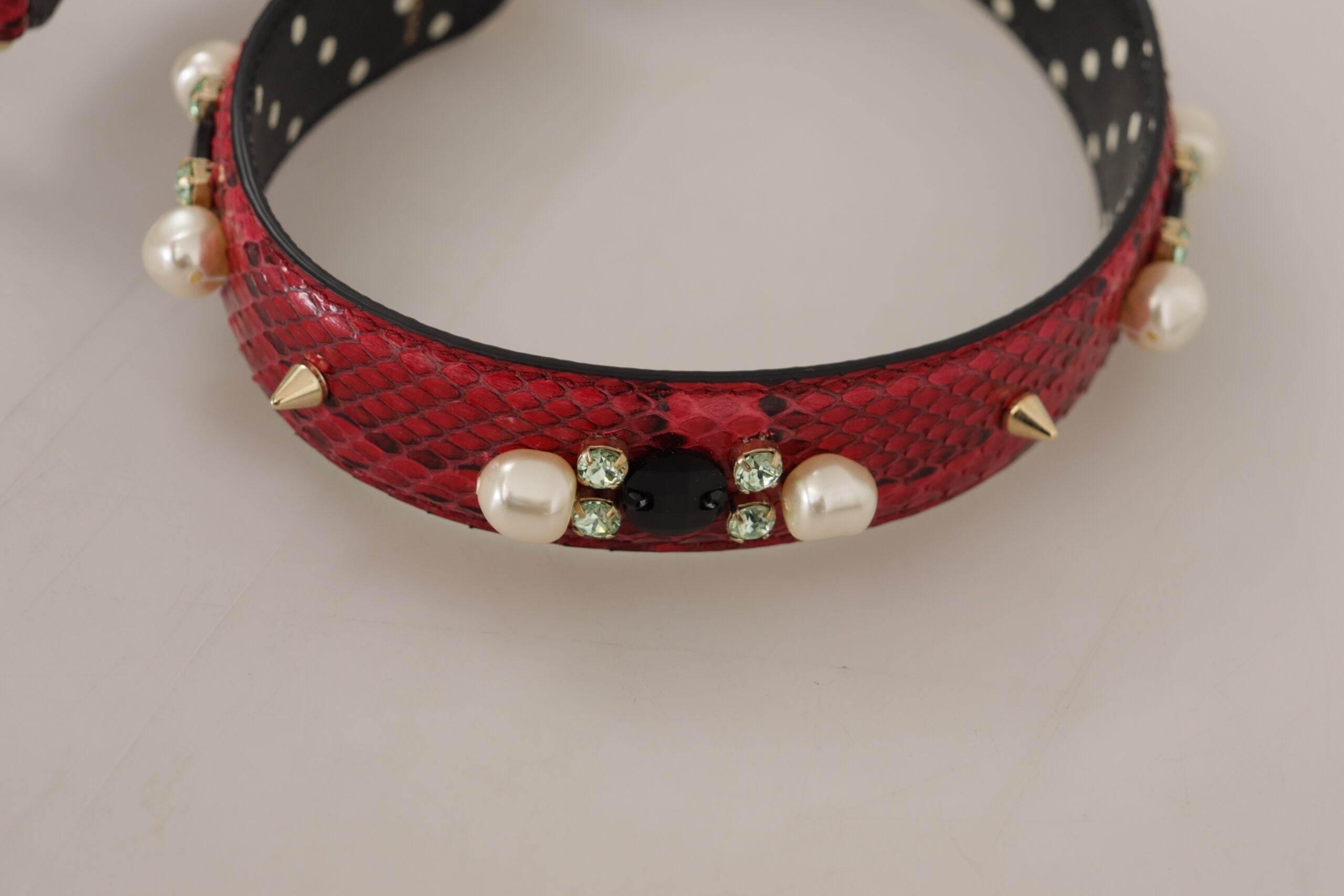 Dolce & Gabbana Elegant Red Python Leather Shoulder Strap - Hilstor