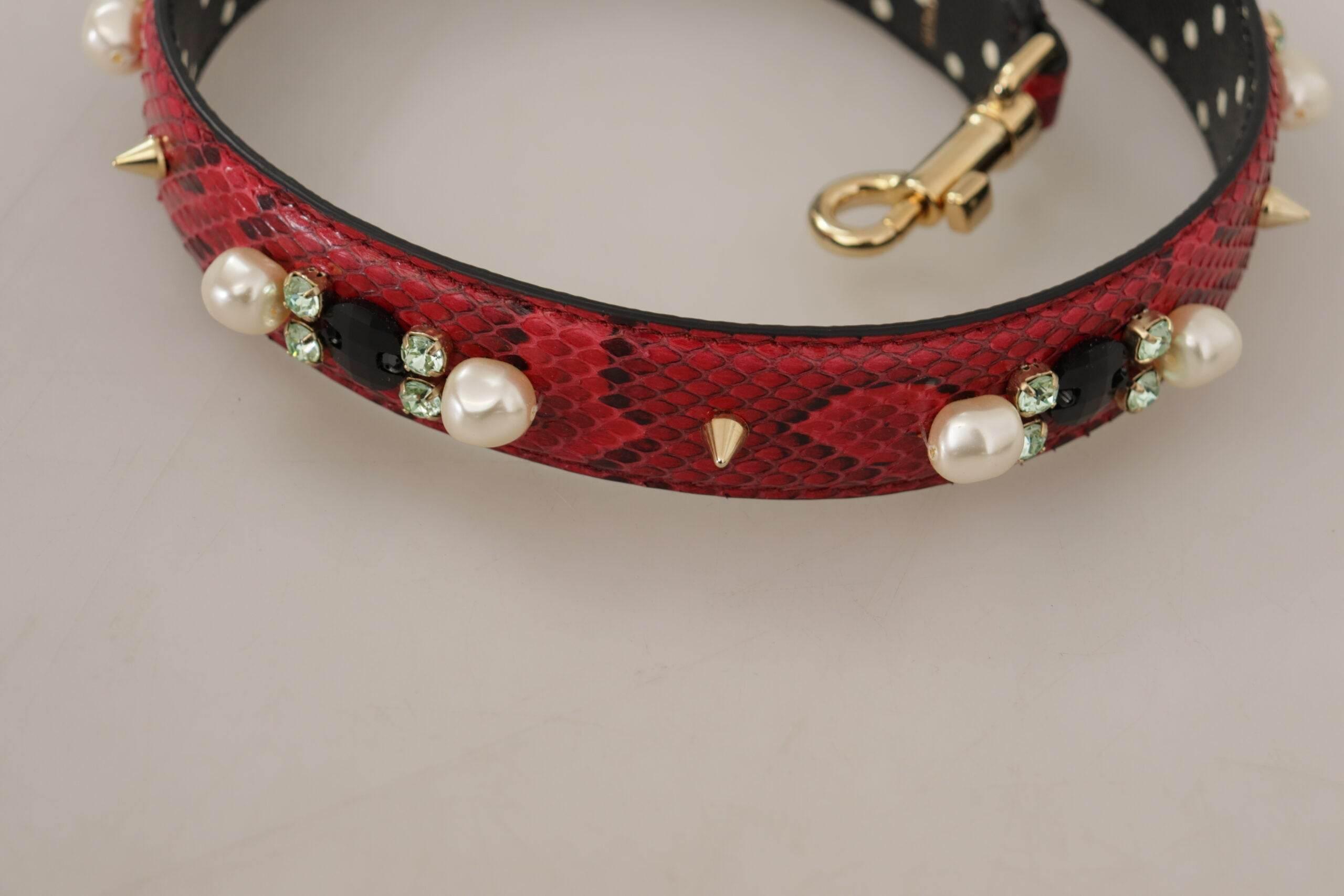 Dolce & Gabbana Elegant Red Python Leather Shoulder Strap - Hilstor