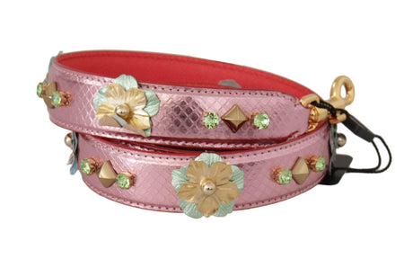 Dolce & Gabbana Elegant Metallic Pink Leather Shoulder Strap - Hilstor