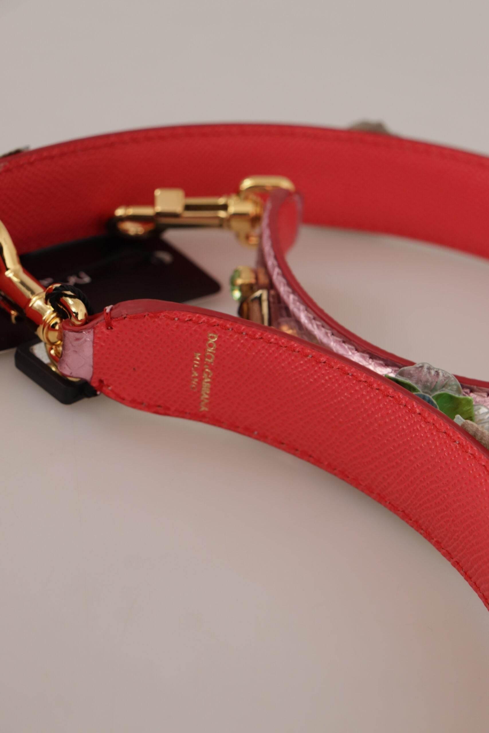 Dolce & Gabbana Metallic Pink Leather Studded Shoulder Strap - Hilstor
