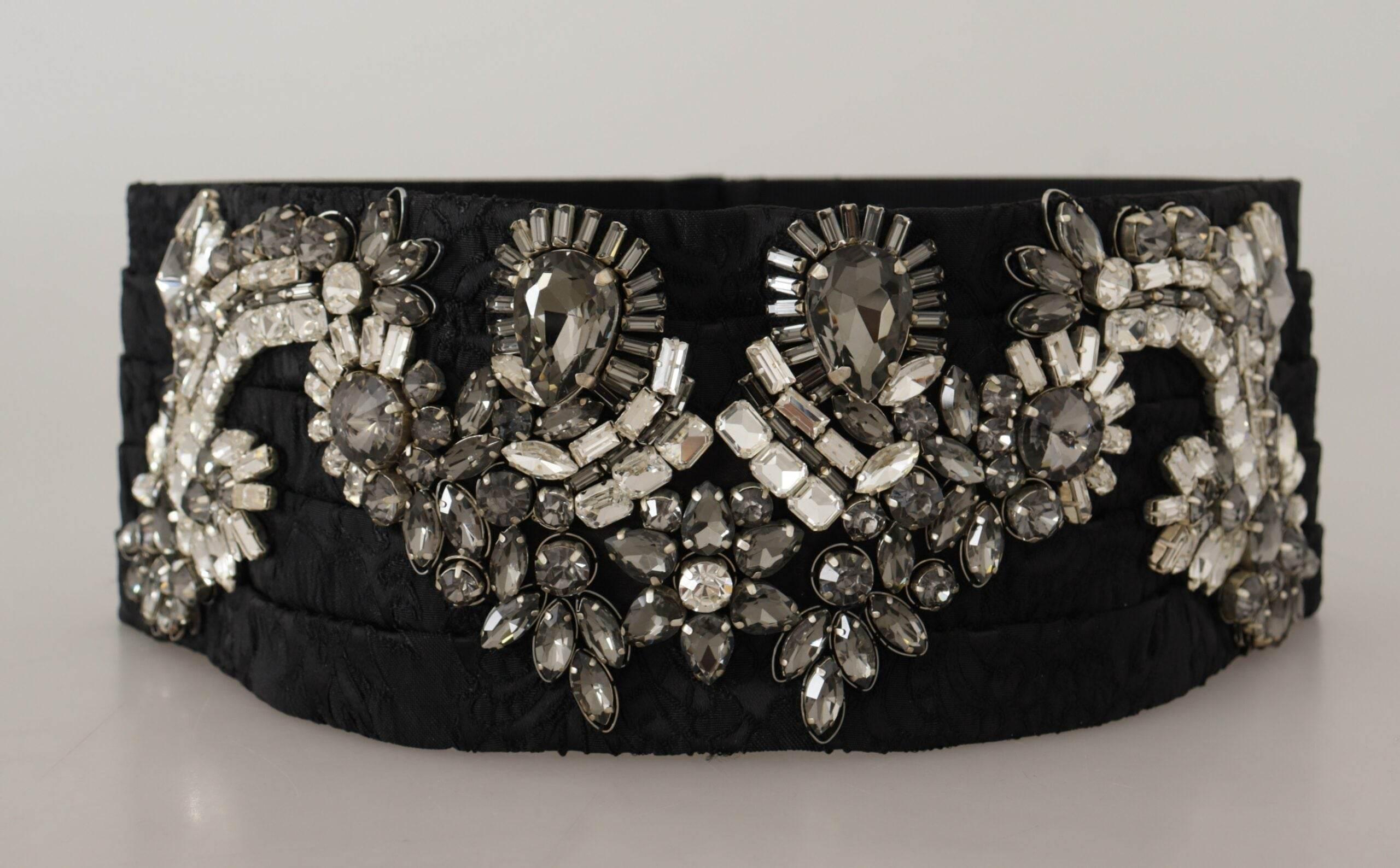 Dolce & Gabbana Elegant Rhinestone-Embellished Silk Belt - Hilstor