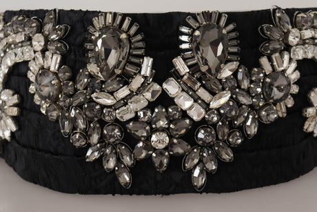 Dolce & Gabbana Elegant Rhinestone-Embellished Silk Belt - Hilstor