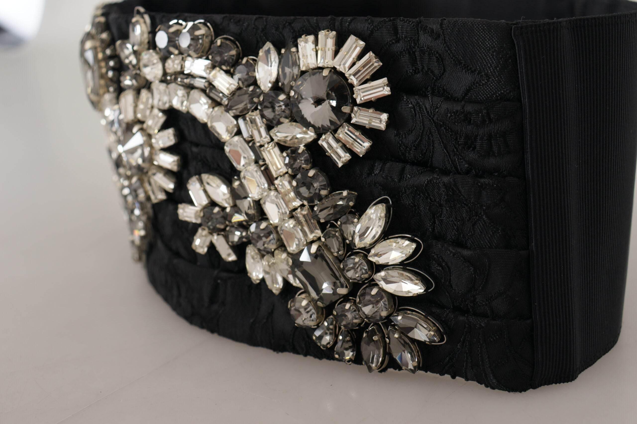 Dolce & Gabbana Elegant Rhinestone-Embellished Silk Belt - Hilstor
