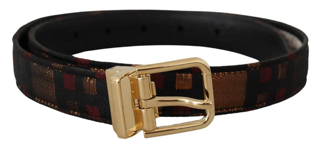 Dolce & Gabbana Multicolor Leather Belt with Gold Buckle - Hilstor
