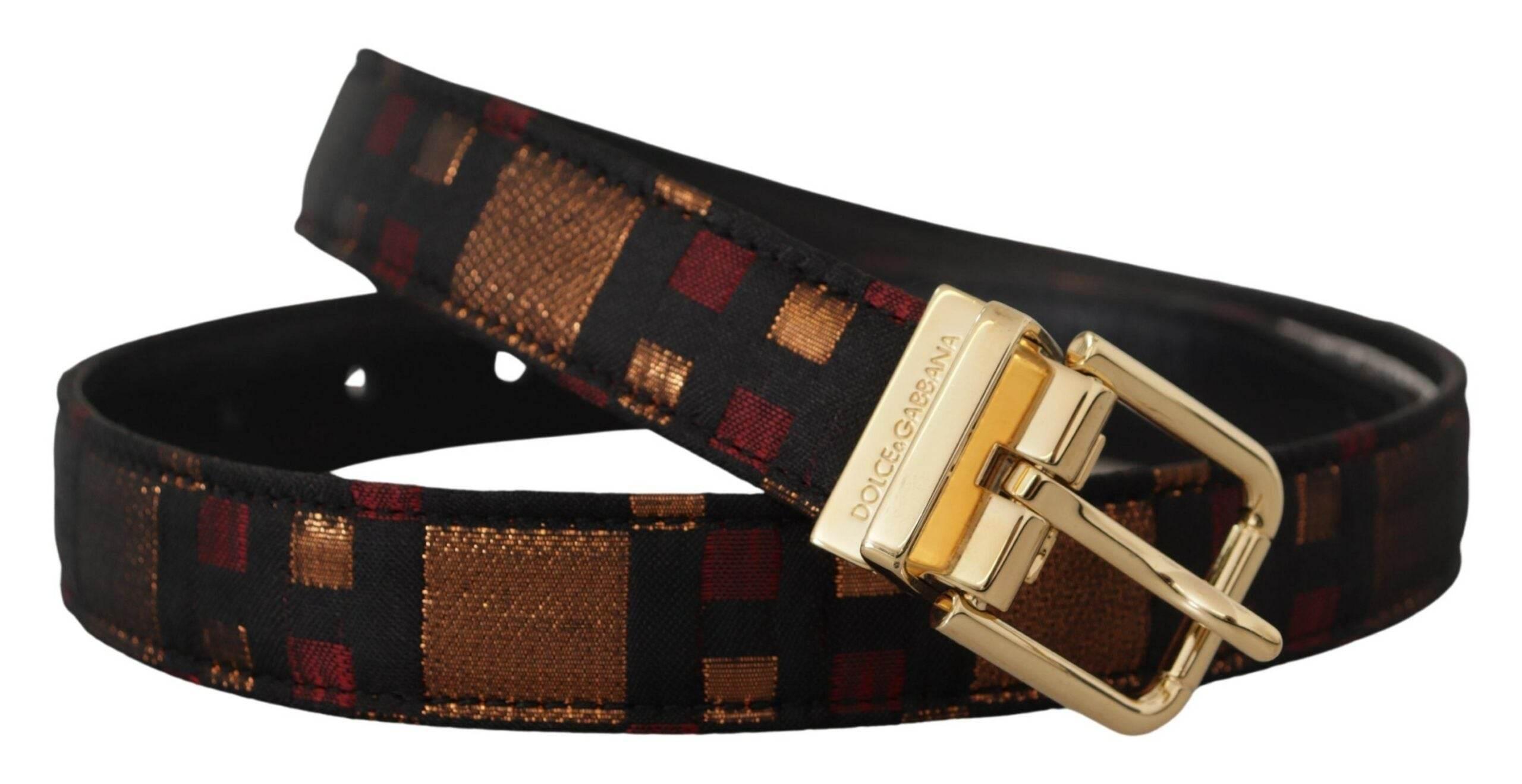 Dolce & Gabbana Multicolor Leather Belt with Gold Buckle - Hilstor